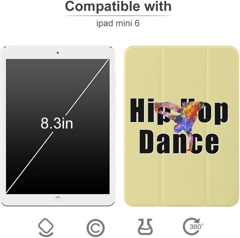 قضية رقص الهيب هوب مع حامل القلم Trifold Slim خفيف الوزن متوافق مع iPad Mini 4/5/6 Mini6 （8.3in） in Kuwait