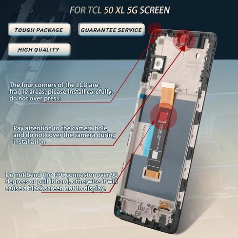 شاشة Ywlrong لـ TCL 50 XL استبدال شاشة LCD Touch Digitizer مجموعة TCL 50 XL 5G T702W مع أدوات （مع الإطار） in Kuwait