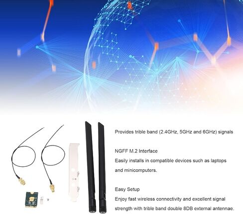 BEWINNER 4200MBPS Band WiFi 6E CARD ، بطاقة WIFI واجهة NGFF M2 لمدة 10 ، 11 تدعم OpenWrt ، 5.2 قوة إشارة عالية in Kuwait