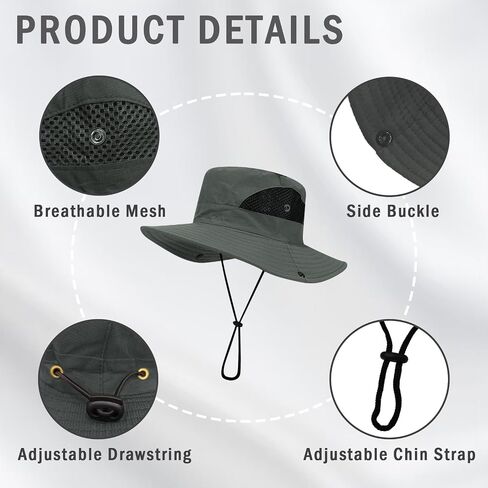 3.5" Wide Brim Sun Hat, UV Protection Beach Bucket Hats Breathable Fishing Hat Packable Bucket Hats for Men Women in Kuwait