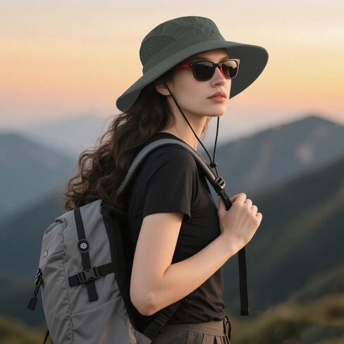 3.5" Wide Brim Sun Hat, UV Protection Beach Bucket Hats Breathable Fishing Hat Packable Bucket Hats for Men Women in Kuwait