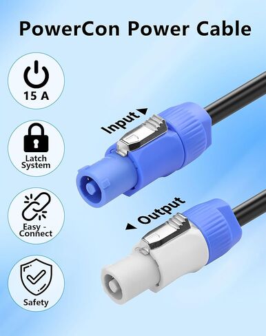 Cerxian Powercon Power Cable ، 16Awg AC PowerCon INPUT إلى PowerCon Output 3 كبل تمديد طاقة دبوس لمصابيح المرحلة ، وشاشات LED ، ورؤوس متحركة ، وأكثر من ذلك (6.6 قدم/2M) in Kuwait