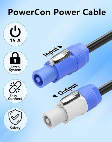 Cerxian Powercon Power Cable ، 16Awg AC PowerCon INPUT إلى PowerCon Output 3 كبل تمديد طاقة دبوس لمصابيح المرحلة ، وشاشات LED ، ورؤوس متحركة ، وأكثر من ذلك (6.6 قدم/2M) in Kuwait