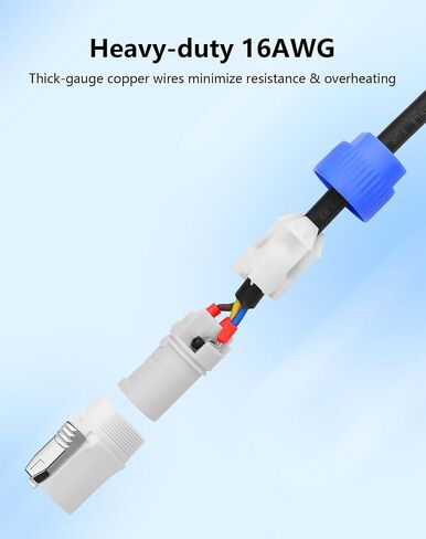Cerxian Powercon Power Cable ، 16Awg AC PowerCon INPUT إلى PowerCon Output 3 كبل تمديد طاقة دبوس لمصابيح المرحلة ، وشاشات LED ، ورؤوس متحركة ، وأكثر من ذلك (6.6 قدم/2M) in Kuwait