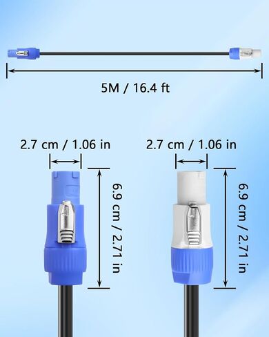 Cerxian Powercon Power Cable ، 16Awg AC PowerCon INPUT إلى PowerCon Output 3 كبل تمديد طاقة دبوس لمصابيح المرحلة ، وشاشات LED ، ورؤوس متحركة ، وأكثر من ذلك (6.6 قدم/2M) in Kuwait