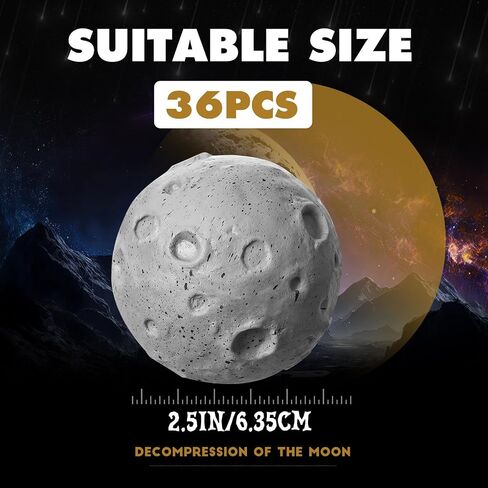 Moon Stress Balls 2.5 Inch Anxiety Fidget Relief Squeeze Balls Soft Foam Toy for Teenagers Students Birthday Party Favors for Adults Finger Exercise School Office (12 Pcs) in Saudi Arabia