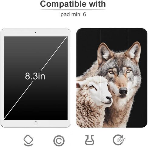Sheep & Wolf Case with Pen Holder Slim Lightweight Trifold Stand Compatible with iPad mini 4/5/6 Mini4/5（7.9in） in Saudi Arabia