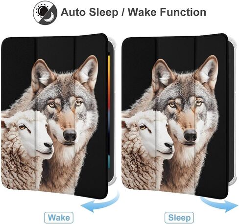 Sheep & Wolf Case with Pen Holder Slim Lightweight Trifold Stand Compatible with iPad mini 4/5/6 Mini4/5（7.9in） in Saudi Arabia