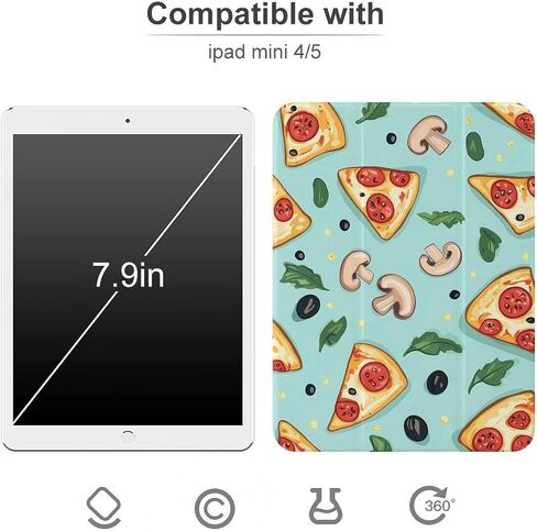 شرائح البيتزا الفطر علبة مع حامل القلم رفيع الخفيفة الوزن Trifold حامل متوافق مع iPad Mini 4/5/6 Mini4/5 （7.9in） in Saudi Arabia