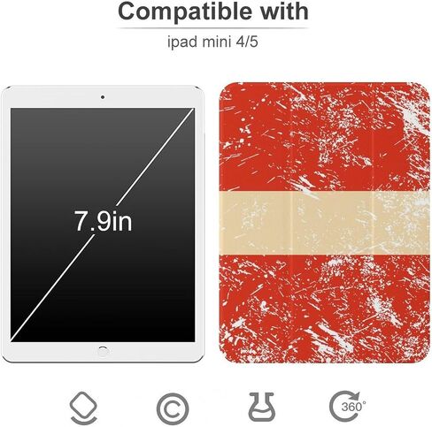 قضية العلم النمسا القديمة مع حامل القلم رفيع الخفيفة الوزن trifold موقف متوافق مع iPad mini 4/5/6 mini6 （8.3in） in Saudi Arabia