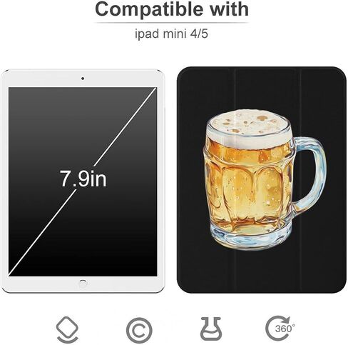 Glass Beer Mug Case with Pen Holder Slim Lightweight Trifold Stand Compatible with iPad mini 4/5/6 Mini4/5（7.9in） in Saudi Arabia