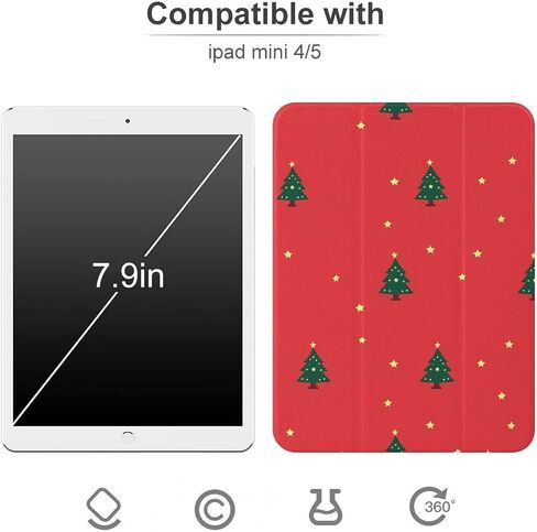 شجرة عيد الميلاد الخضراء مع علبة النجوم مع حامل القلم رفيع خفيف الوزن Trifold حامل متوافق مع iPad Mini 4/5/6 mini6 （8.3in） in Saudi Arabia