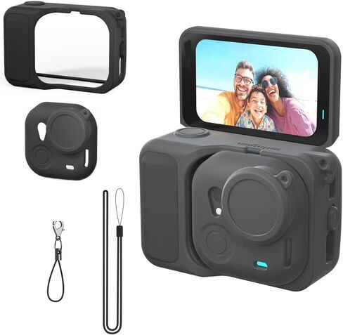 Silicone Cover Set for Insta360 Go Ultra Camera, Anti-Loss Strap/Lanyard/Slicone case for The Action pod/Silicone Cover for The Camera Go Ultra (Black) in Saudi Arabia