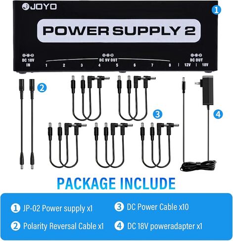 JOYO DC 9V (up to 2A) Guitar Pedal Power Supply 8 Way Daisy Chain Cables Power Adapter for Guitar Bass Effect Pedal Board (JP-03) in Saudi Arabia