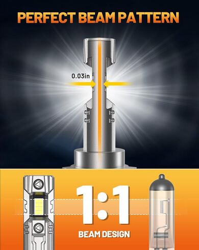 مصابيح إضاءة Fahren 9007/HB5، 22000 لومن ساطع 9007 ضوء، حقيقي 1:1 6500K أبيض بارد IP68 مقاوم للماء، تركيب سريع، عبوة من قطعتين in Kuwait