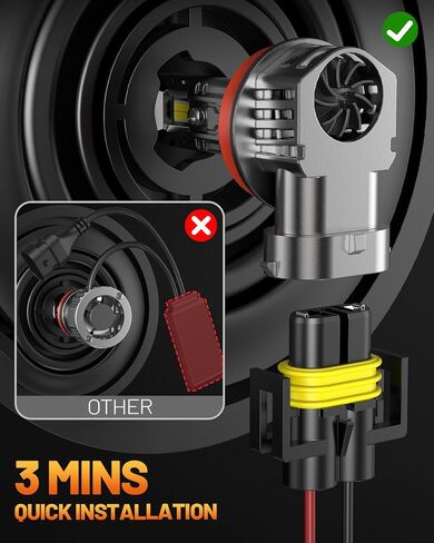 مصابيح إضاءة Fahren 9007/HB5، 22000 لومن ساطع 9007 ضوء، حقيقي 1:1 6500K أبيض بارد IP68 مقاوم للماء، تركيب سريع، عبوة من قطعتين in Kuwait