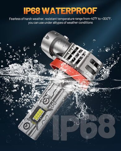 مصابيح إضاءة Fahren 9007/HB5، 22000 لومن ساطع 9007 ضوء، حقيقي 1:1 6500K أبيض بارد IP68 مقاوم للماء، تركيب سريع، عبوة من قطعتين in Kuwait