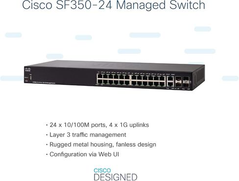 Cisco SF350-24 التبديل المدارة | 24 10/100 منافذ | 4 Gigabit Ethernet (GBE) Combo SFP | حماية محدودة مدى الحياة (SF350-24-K9-NA) in Kuwait