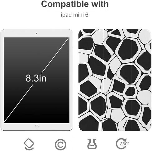 علبة عسل الفسيفساء الأبيض الأسود مع حامل القلم رفيع الوزن ثلاثي الأوزان متوافق مع iPad mini 4/5/6 mini4/5 （7.9in） in Saudi Arabia