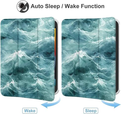 Blue Green Waves Marble Camouflage Case with Pen Holder Slim Lightweight Trifold Stand Compatible with iPad mini 4/5/6 Mini4/5（7.9in） in Saudi Arabia