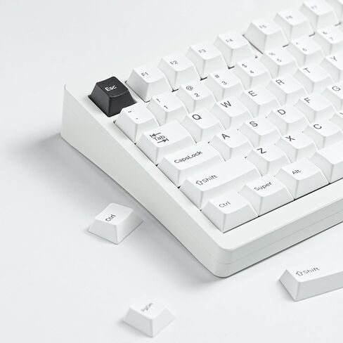 مفاتيح مفاتيح مفاتيح عامة ، مجموعة مفاتيح Keys ، PBT المخصصة ، نمط الحد الأدنى على أبيض على لوحة مفاتيح لوحة مفاتيح لوحة مفاتيح للكرز السوداء ل 61/64/87/104/108 لوحة مفاتيح مفاتيح ميكانيكية Cherry MX (أبيض) in Kuwait