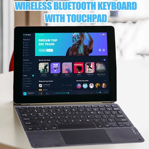 لوحة مفاتيح Bluetooth اللاسلكية ، لوحة مفاتيح لاسلكية قابلة لإعادة الشحن القابلة لإعادة الشحن مع لوحة مفاتيح لاسلكية بلس 10 بوصة لجداول أجهزة الكمبيوتر المحمولة للهواتف المحمولة ios android Windows (أسود) in Kuwait