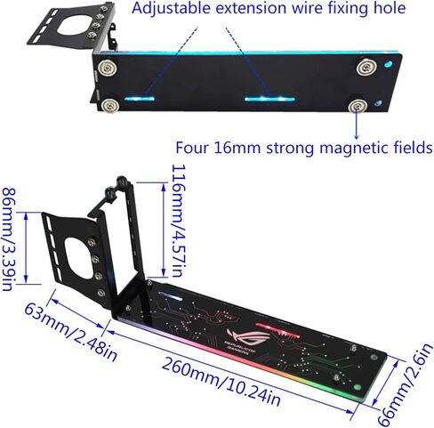 بطاقة الرسومات العمودية حامل الكمبيوتر PCIE 3.0 قوس GPU رأسيا لقاعدة كيكستاند CASE مع LED 5V ARGB SYN GPU العمودي in Saudi Arabia