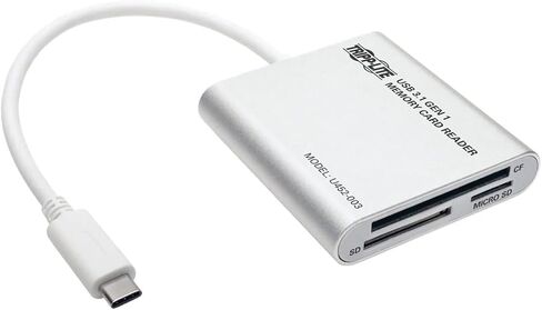 Tripp Lite U452-003 USB-C Gen 1 Multi-Card Reader/Writer, SD/MicroSD/SDHC/SDXC, CompactFlash I/II, MMC, Smart Card, External w/Built-in Cable - Cloud Care Preconfigured Bundle Eligible (50 Pack) in Saudi Arabia