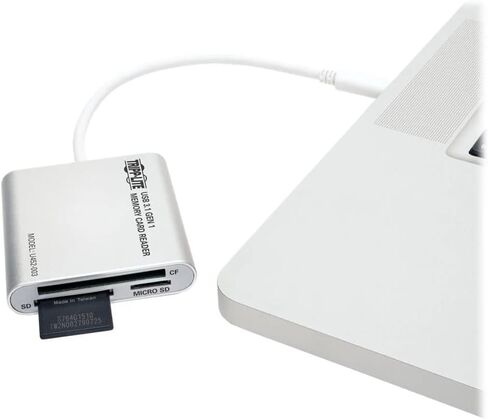 Tripp Lite U452-003 USB-C Gen 1 Multi-Card Reader/Writer, SD/MicroSD/SDHC/SDXC, CompactFlash I/II, MMC, Smart Card, External w/Built-in Cable - Cloud Care Preconfigured Bundle Eligible (50 Pack) in Saudi Arabia