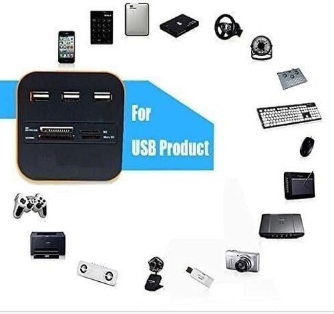 All in One Combo Card Reader for Pen Drive/Cameras/mobiles/PC/Laptop/Notebook/Tablet/or Docking Station/MP3s/PDAs,Color May Vary in Saudi Arabia