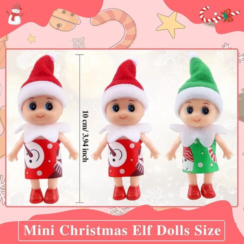 Restroma 12 Pack Mini Christmas Elf Doll Samll Plush Baby Elf Elves Toys for Christmas Party Favor Decoration Accessories, 4 Style in Saudi Arabia