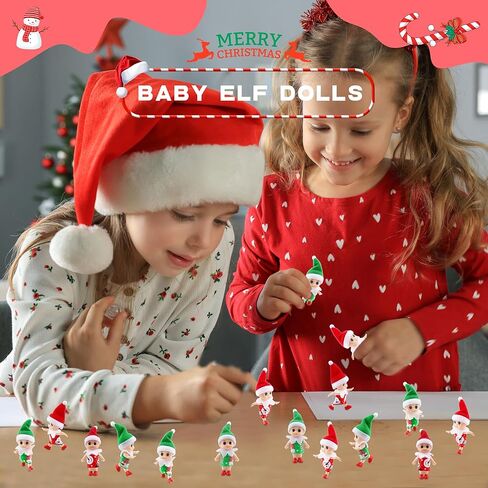 Restroma 12 Pack Mini Christmas Elf Doll Samll Plush Baby Elf Elves Toys for Christmas Party Favor Decoration Accessories, 4 Style in Saudi Arabia