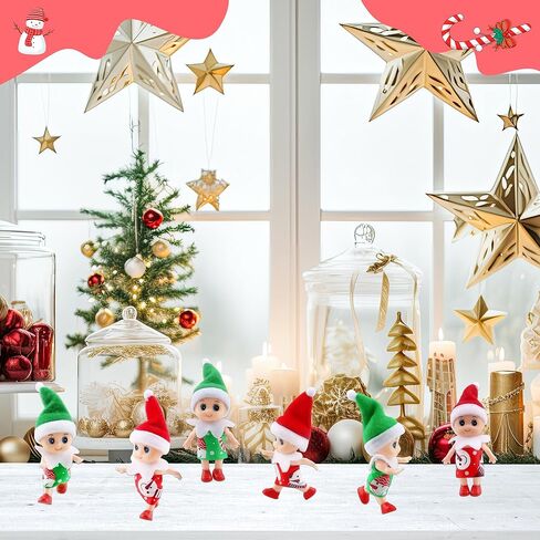 Restroma 12 Pack Mini Christmas Elf Doll Samll Plush Baby Elf Elves Toys for Christmas Party Favor Decoration Accessories, 4 Style in Saudi Arabia