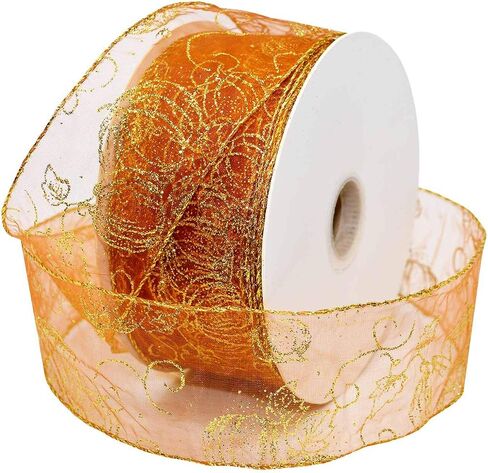 Morex Ribbon 7393 Fall Harvest Fall Harvest Ribbon, Orange, 2-1/2" x 50 yd in Saudi Arabia
