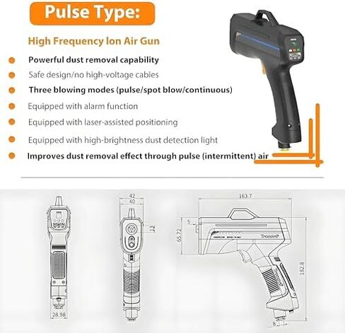 Upgrade Handheld Ionizing Air Gun - Static Eliminator with Adjustable Air Volume, Hook Function for Effective Static Removal - Perfect for Electronics & Industrial Use in Saudi Arabia