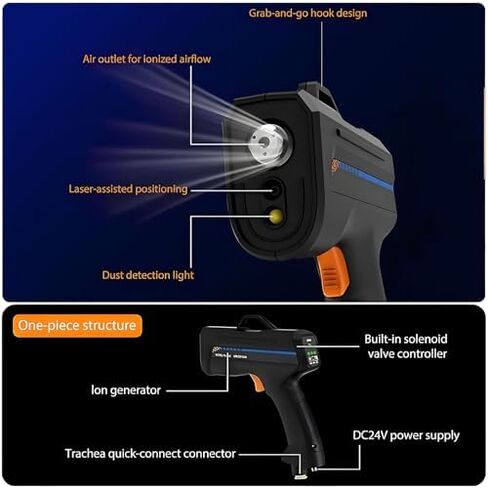 Upgrade Handheld Ionizing Air Gun - Static Eliminator with Adjustable Air Volume, Hook Function for Effective Static Removal - Perfect for Electronics & Industrial Use in Saudi Arabia