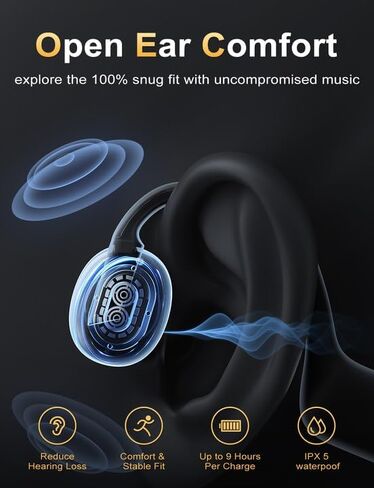 Bone Conduction Headphones Lightweight Open Ear Headphones Sport Headphone with Built-in Mic Extra Comfort IPX5 Waterproof Headset for Running,Cycling,Driving in Saudi Arabia