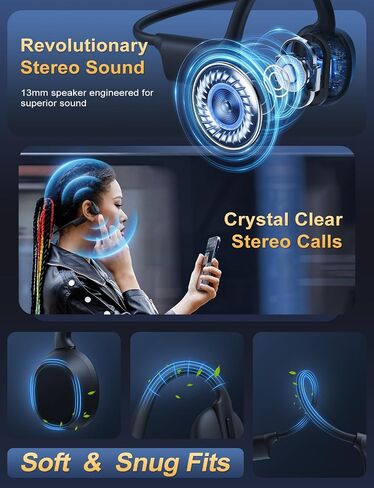 Bone Conduction Headphones Lightweight Open Ear Headphones Sport Headphone with Built-in Mic Extra Comfort IPX5 Waterproof Headset for Running,Cycling,Driving in Saudi Arabia