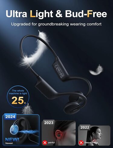 Bone Conduction Headphones Lightweight Open Ear Headphones Sport Headphone with Built-in Mic Extra Comfort IPX5 Waterproof Headset for Running,Cycling,Driving in Saudi Arabia