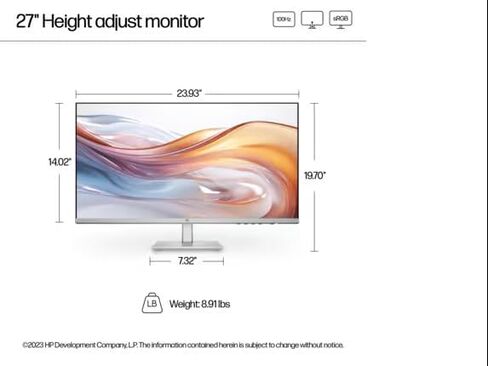 HP Series 5 27 بوصة كاملة HD TILT ضبط سطح المكتب شاشة سطح المكتب 527SH 100 هرتز مضاد للهراء HDMI PANT IPS PANESE EALE EALESAFE 300 NIT يعمل مع Chromebook معتمد ، 94C50AA (متجدد) in Saudi Arabia