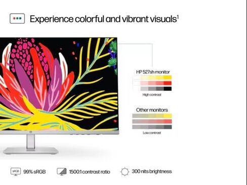 HP Series 5 27 بوصة كاملة HD TILT ضبط سطح المكتب شاشة سطح المكتب 527SH 100 هرتز مضاد للهراء HDMI PANT IPS PANESE EALE EALESAFE 300 NIT يعمل مع Chromebook معتمد ، 94C50AA (متجدد) in Saudi Arabia