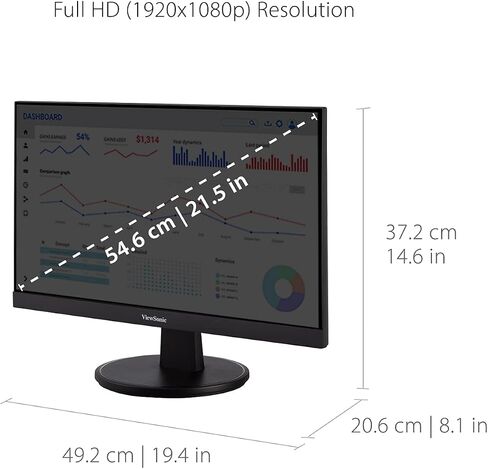 ViewSonic VA2247-MH 22 Inch Full HD 1080p Monitor with 100Hz, FreeSync, Ultra-Thin Bezel, HDMI, VGA (Renewed) in Saudi Arabia