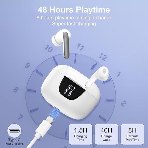 Samsung Earbuds Wireless Bluetooth Ear Buds for Galaxy A17 A16 5G Z Fold7 Z Flip7 FE A36 A56 A26 S25 Ultra, Waterproof Headphones in-Ear Earphones with Mic 48H Earpods with LED Display Charging Case in Kuwait