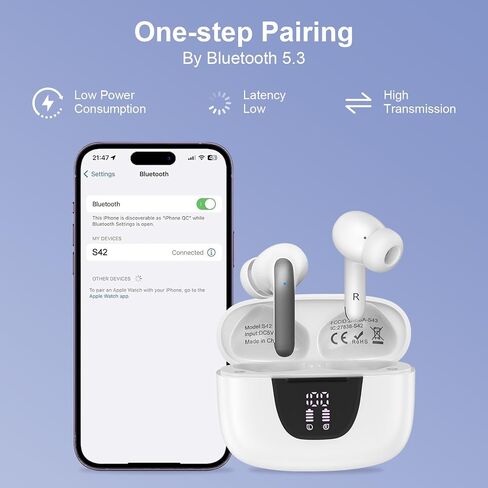 Samsung Earbuds Wireless Bluetooth Ear Buds for Galaxy A17 A16 5G Z Fold7 Z Flip7 FE A36 A56 A26 S25 Ultra, Waterproof Headphones in-Ear Earphones with Mic 48H Earpods with LED Display Charging Case in Kuwait