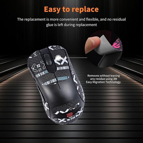Mouse Grip Tape Full Coverage for BenQ Zowie EC2-DW, Self-Adhesive Sweat-Resistant Professional Mice Upgrade Kit,Mouse Feet Skates(Foot pad + Black Mouse Grip Tape) in Saudi Arabia