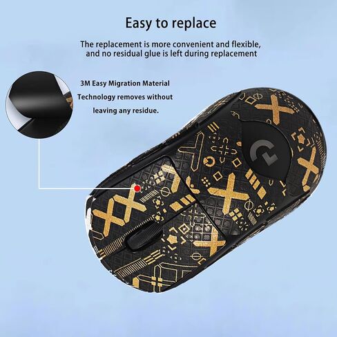 شريط قبضة الماوس تغطية كاملة لـ Logitech G Pro اللاسلكية الماوس ، شريط قبضة مضاد للانزلاق الماوس ، مجموعة ترقية الفئران المهنية المقاومة للعرق (Black & Gold) in Saudi Arabia