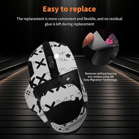 Mouse Grip Tape for Logitech G604 Gaming Mouse, Rounded Curved Edges Mouse Feet Skates,Self-Adhesive PreCut Sweat-Resistant Professional Mice Upgrade Kit(Foot pad + White Mouse Grip Tape) in Saudi Arabia