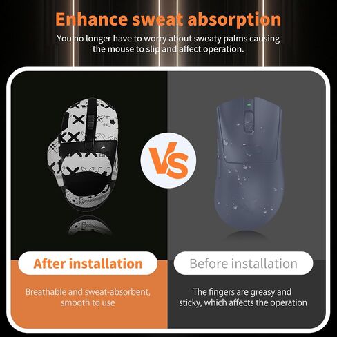 Mouse Grip Tape for Logitech G604 Gaming Mouse, Rounded Curved Edges Mouse Feet Skates,Self-Adhesive PreCut Sweat-Resistant Professional Mice Upgrade Kit(Foot pad + White Mouse Grip Tape) in Saudi Arabia