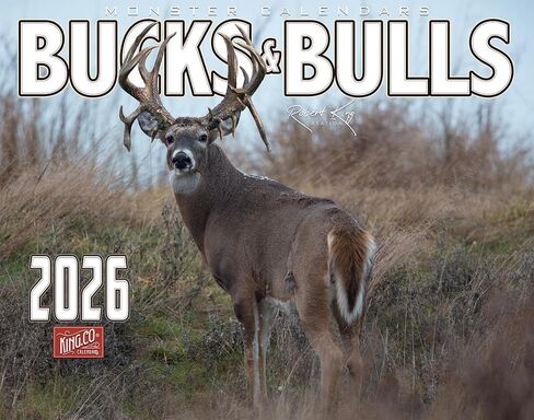 2024 تقويم جداري من سلسلة Monster Bucks & Bulls Signature لمدة 16 شهرًا مقاس X-Large 14x22، أفضل غزال ذو ذيل أبيض | بغل غزال باك | تقويم Elk من شركة KING-Monster Calendars in Kuwait