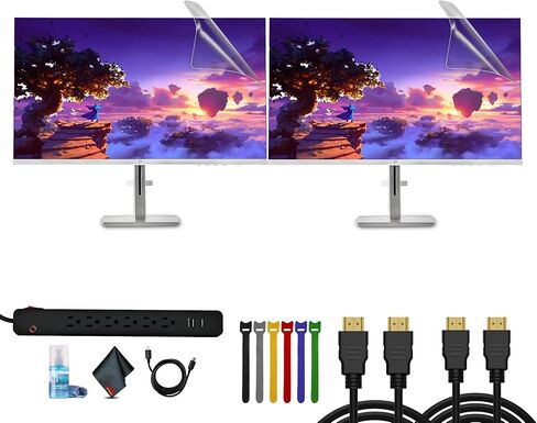 HP 2x Series 5 27 بوصة FHD ارتفاع حزمة شاشة الشاشة بما في ذلك: كابل 3x HDMI ، واقي الطفرة ، وعلاقات الكابلات ، مجموعة تنظيف الشاشة ، واقي الشاشة in Kuwait
